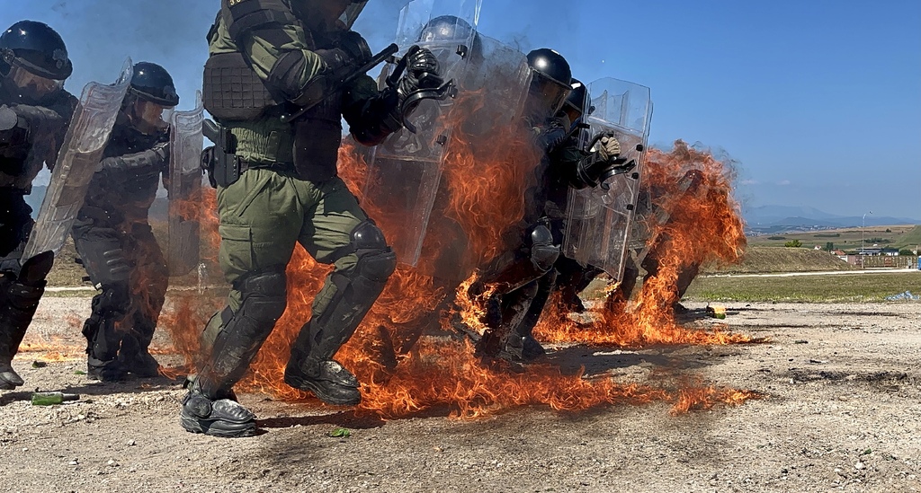 Příslušníci 7. jednotky Vojenské policie během výcviku FirePhobia
