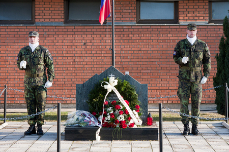 Četař Bohumír Zíka a rotmistr Michal Šourek drží čestnou stráž (2)