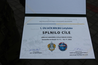 Certifikát o úspěšném absolvování odborného taktického cvičení