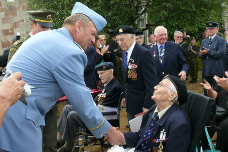 General Picek awards Colonel Miloslav Kratochvil, Colonel Josef Novak and Major Nina Dobosharevich
