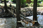 Making temporary crossing after a washed-down pedestrian bridge