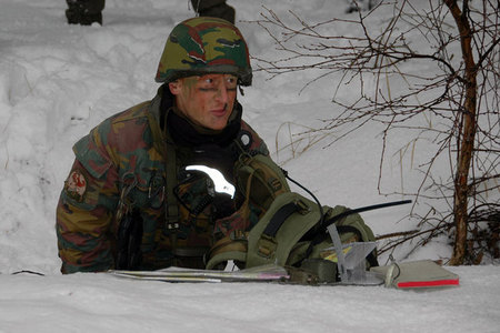 Reconnaissance specialist of 12e de Ligne Prince Leopold from Belgian Spa at south Bohemian Boletice