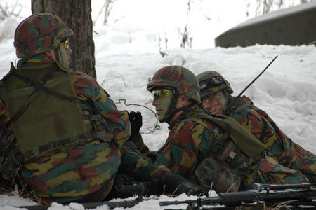 Short tactical talk of attacking soldiers before live fires at Brzotice