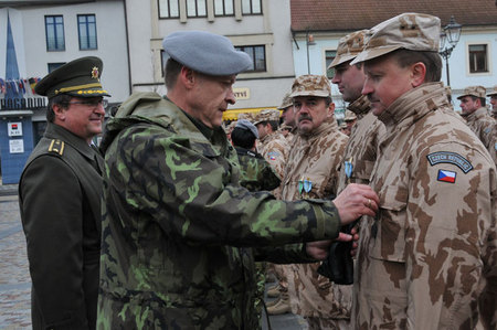 General Pavel Adam, Support Forces Commander and General Bozetech Jurenka, Military Medical Service Chief, hand over medals