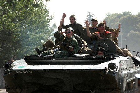 Simulated departure of Soviet troops