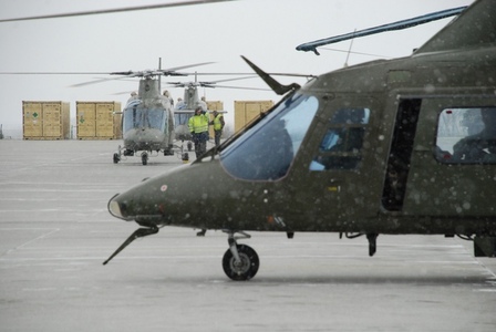 Belgian A-109 helicopters arrive at Namest Base to engage in joint exercise