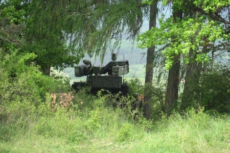 Pandur vehicle in defence position during THUNDER STRIKE 12 exercise (Apr 2012, Czech Republic)