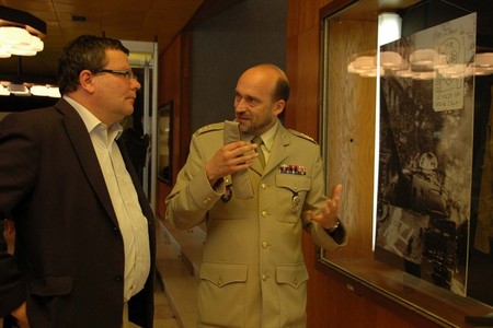 Minister Vondra was at the exhibition guided by Colonel Ales Knizek, director of the Military History Institute, Prague