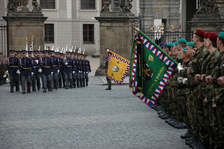The Honour Guard enters the Prague Castle Square