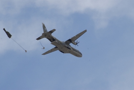Spanish paratroopers go out of CASA C-295M