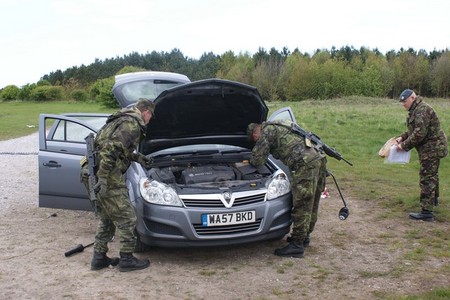 Checking car to exclude a possible explosive device