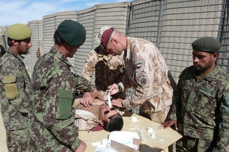Soldiers of Czech 5 OMLT train Afghan personnel in first aid procedures
