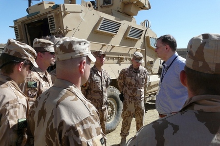 PM Necas with soldiers of Czech 1st Military Advisory Team in Wardak