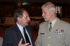 General Pavel speaks with director of the Children's Home at Volyne Jiri Pan, the chief of the "Miss" contest