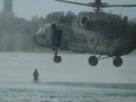 Soldier jumps down the lake