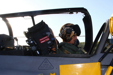 Pilot in the JAS-39 Gripen cockpit