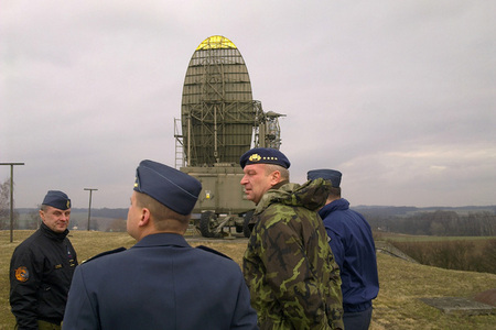 General Picek visits a combat position of the 3rd Radiotechnical Company at Stara Ves 
