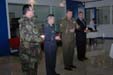 FM letf: COL Jan Gireth, MG Emil Pupiš, LTG Pavel Štefka and Defence Minister Karel Kühnl greet soldiers at the arrival